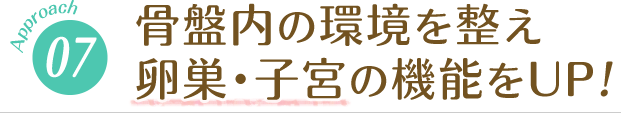 骨盤内の環境を整え卵巣・子宮の機能をUP！